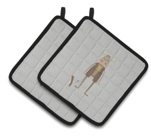 Alphabet for Animal Pair of Pot Holders (Color: Yak, size: 7.5 x 7.5)