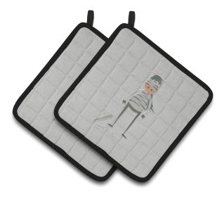 Alphabet for Animal Pair of Pot Holders (Color: Zebra, size: 7.5 x 7.5)
