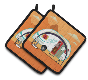 Greatest Adventure Pair of Pot Holders (Color: Greatest Adventure New Camper, size: 7.5 x 7.5)