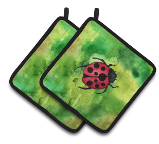 St Patrick's Day Pair of Pot Holders (Color: Irish Lady Bug, size: 7.5 x 7.5)