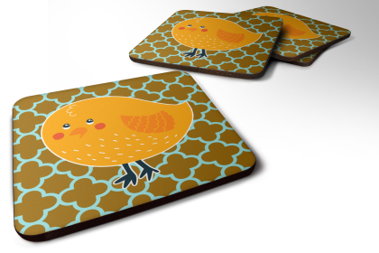 Bird - Foam Coaster (Color: Bird on Quatrfoil, size: 3.5 x 3.5)