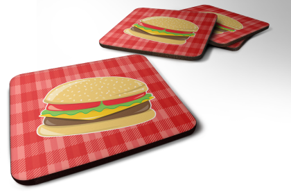 Food Foam Coaster (Color: Hamburger Plaid, size: 3.5 x 3.5)