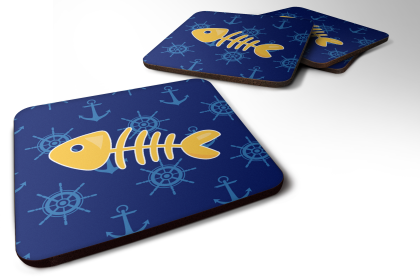 Fish/Sealife Foam Coaster (Color: Fish Bones, size: 3.5 x 3.5)