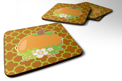 Fall Theme Foam Coaster (Color: Pumpkin Orange Quatrfoil, size: 3.5 x 3.5)