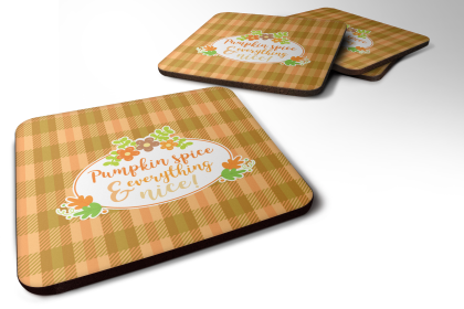 Fall Theme Foam Coaster (Color: Pumpkin Spice and Everything, size: 3.5 x 3.5)