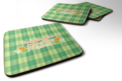 Fall Theme Foam Coaster (Color: Pumpkin Spice Gingham, size: 3.5 x 3.5)