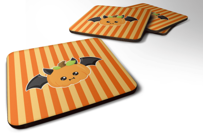 Halloween Foam Coaster (Color: Pumpkin Bat, size: 3.5 x 3.5)