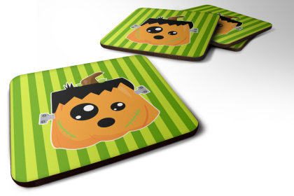 Halloween Foam Coaster (Color: Pumpkin Frankenstein, size: 3.5 x 3.5)