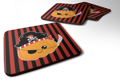 Halloween Foam Coaster (Color: Pumpkin Pirate, size: 3.5 x 3.5)