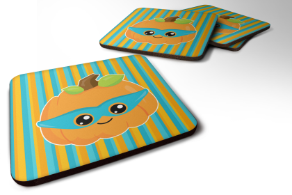 Halloween Foam Coaster (Color: Pumpkin Superhero, size: 3.5 x 3.5)