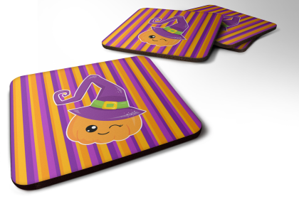 Halloween Foam Coaster (Color: Pumpkin Witch, size: 3.5 x 3.5)