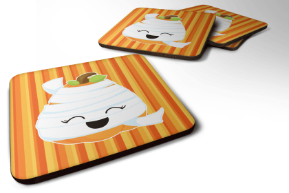 Halloween Foam Coaster (Color: Pumpkin Mummy, size: 3.5 x 3.5)