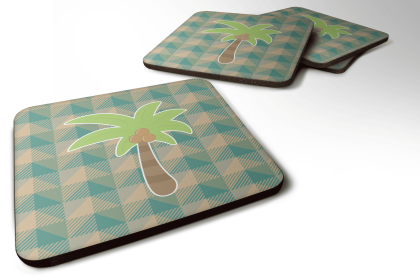 Palm Tree Foam Coaster (Color: Palm Tree, size: 3.5 x 3.5)