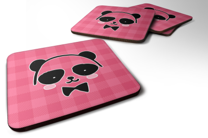 Bear Theme Foam Coaster (Color: Panda Bear Pink Face, size: 3.5 x 3.5)