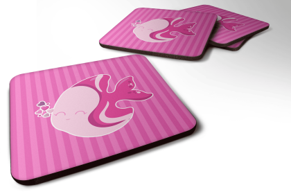 Fish/Sealife Foam Coaster (Color: Pink Fish, size: 3.5 x 3.5)