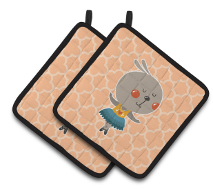 Animals on Pair of Pot Holders (Animal: Ballerina Rabbit)