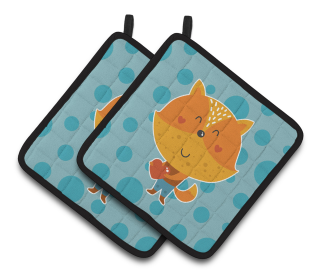 Animals on Pair of Pot Holders (Animal: Polkadot Squirrel)