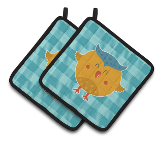 Animals on Pair of Pot Holders (Animal: Owls)