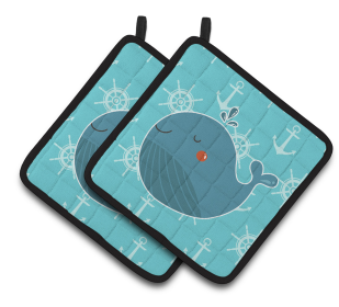 Animals on Pair of Pot Holders (Animal: Blue Whale)