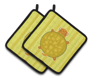 Animals on Pair of Pot Holders (Animal: Turtle with Glasses)