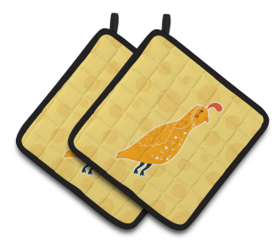Animals on Pair of Pot Holders (Animal: Partridge in Polkadots)