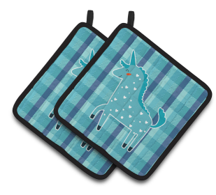 Animals on Pair of Pot Holders (Animal: Unicorns)