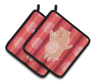 Animals on Pair of Pot Holders (Animal: Pigs)