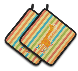 Animals on Pair of Pot Holders (Animal: Giraffes)