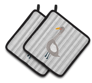 Animals on Pair of Pot Holders (Animal: Grey Goose Pair)
