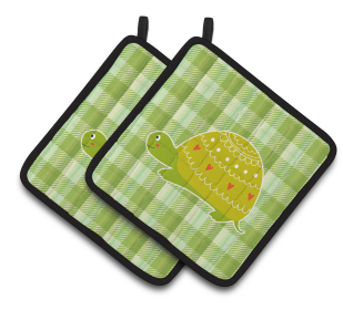 Animals on Pair of Pot Holders (Animal: Turtle on the Move)