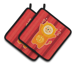 Animals on Pair of Pot Holders (Animal: Lions)