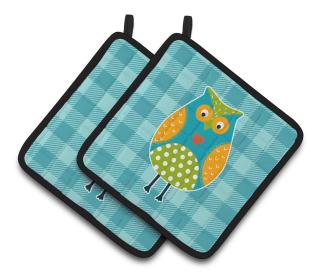 Animals on Pair of Pot Holders (Animal: Owls1)