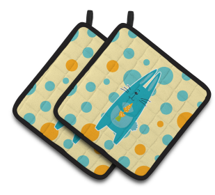 Animals on Pair of Pot Holders (Animal: Polkadot Rabbit)