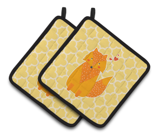 Animals on Pair of Pot Holders (Animal: Foxy Love)