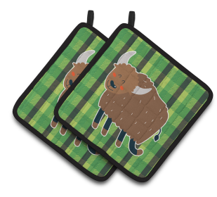 Animals on Pair of Pot Holders (Animal: Bull)
