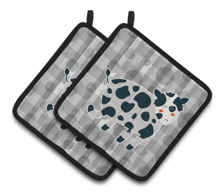 Animals on Pair of Pot Holders (Animal: Cows)