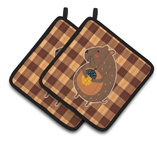 Animals on Pair of Pot Holders (Animal: Suirrel with a Nut)