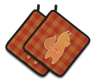 Animals on Pair of Pot Holders (Animal: Foxes)