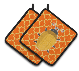 Animals on Pair of Pot Holders (Animal: Beetles)