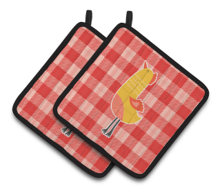 Animals on Pair of Pot Holders (Animal: Chickens)