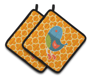 Animals on Pair of Pot Holders (Animal: Birds)