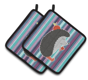 Animals on Pair of Pot Holders (Animal: Hedgehogs)