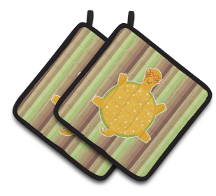 Animals on Pair of Pot Holders (Animal: Turtles)