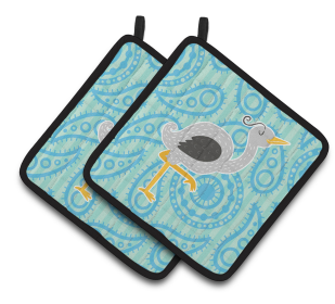 Animals on Pair of Pot Holders (Animal: Ostrich)