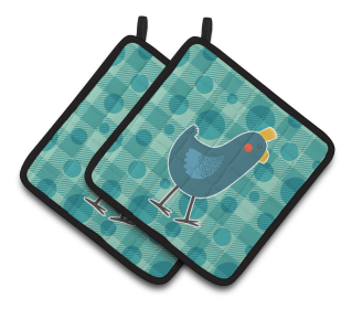 Animals on Pair of Pot Holders (Animal: Polkadot Chicken)