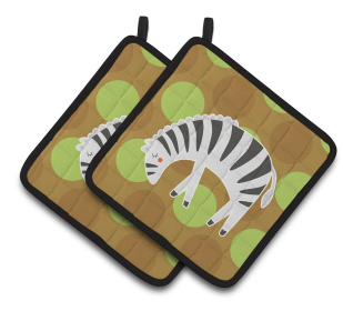 Animals on Pair of Pot Holders (Animal: Zebras)