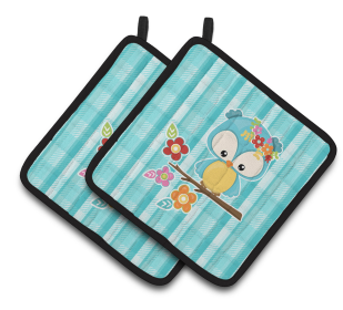 Animals on Pair of Pot Holders (Animal: Bluebirds)