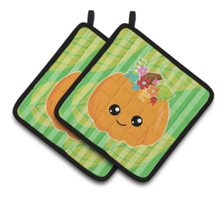 Animals on Pair of Pot Holders (Animal: Pumpkin Fall)