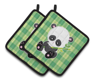 Animals on Pair of Pot Holders (Animal: Panda Lucky Bamboo)