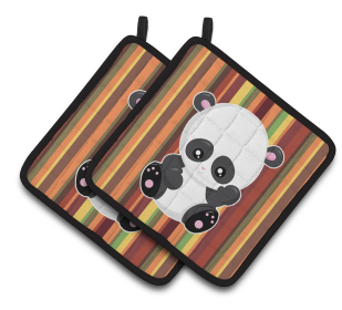 Animals on Pair of Pot Holders (Animal: Striped Panda)